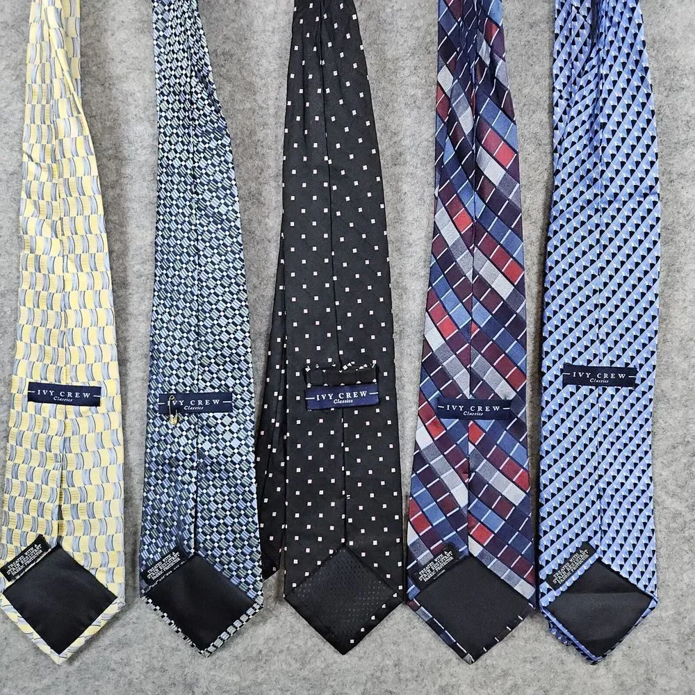 Lot of 5 Ivy‎ Crew Silk Neck Ties Abstract Geometric Colorful Stain Resistant